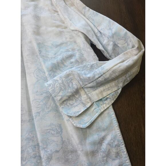 INC International Concepts men size XL long sleeve button up Blue floral linen - Picture 7 of 16